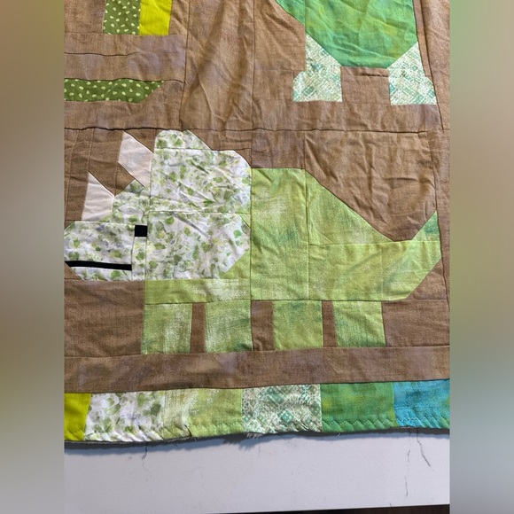 Dinosaur Baby Blanket Quilted Patchwork Fleece Side - Picture 5 of 8
